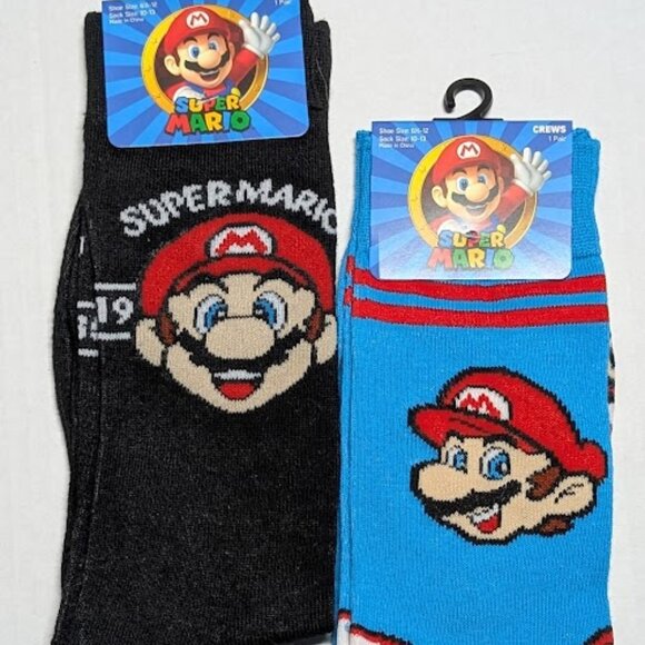 NWT Men's Super Mario Bros. Crew Socks 2 Pair - Picture 1 of 3